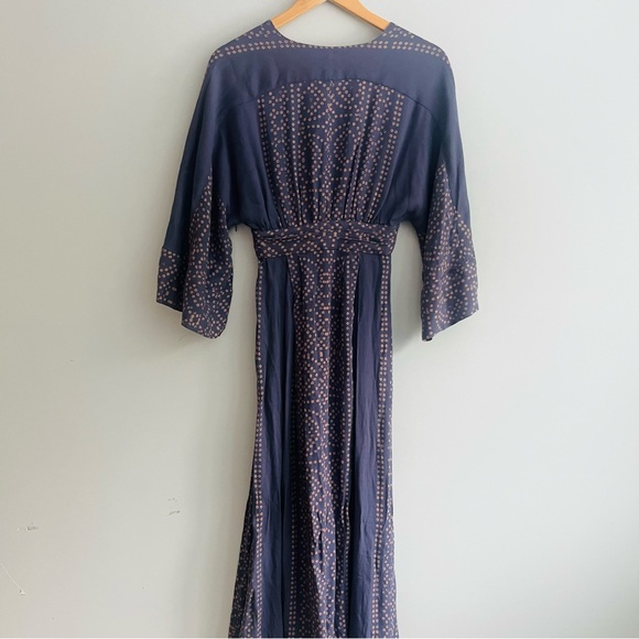 Free People NWT Modern Kimono Maxi Dress Size 0 XS Blue - Picture 7 of 16
